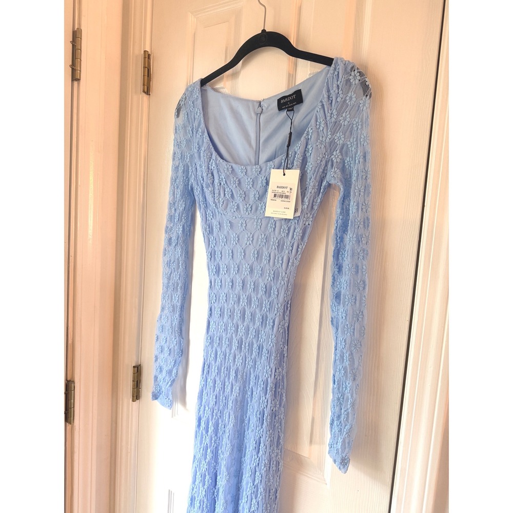 Bardot Adoni Lace Midi Dress Cornflower Blue Floral Scoop Neck NWT Size 2‎ XS - Picture 3 of 6